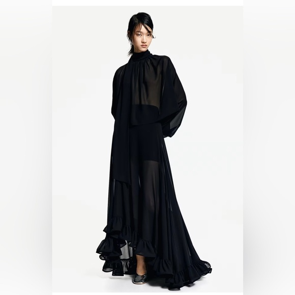 Black High Low Chiffon Skirt 12
